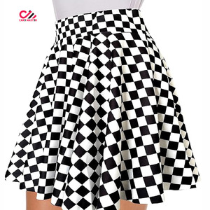 Jupe trapèze en laine à carreaux pour femme, fabriquée au Pakistan, longueur genou, avec poches, taille ajustable, style automne - Product Image 4