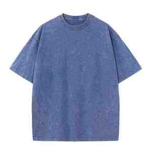 Camiseta de algodón extragrande para hombre, algodón lavado de color liso, corte casual tipo jersey, longitud regular, ajuste extragrande cómodo - Product Image 2