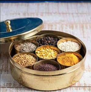 Handcrafted Iron Masala Dabba Spice <b>Box</b> with Hammered Lid Seven Container Traditional <b>Metal</b> Spice Storage Organizer Kitchen <b>Tool</b> - Product Image 2