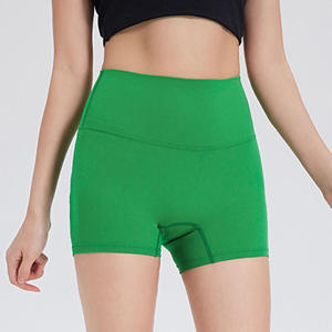 INDEX APPAREL High Waist Solid Color Sporty Knitted Yoga <b>Shorts</b> <b>Women</b> Spandex Nylon Breathable Elastic Waist <b>Compression</b> Pants - Product Image 5