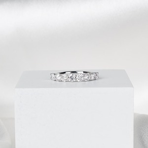 Dazzling Round Lab Diamond Band Half Eternity Wedding <b>Ring</b> 14K White <b>Gold</b> Stackable Bridal <b>Set</b> Engagement Band for Women - Product Image 3