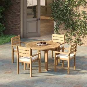 Outdoor <b>Garden</b> Table <b>Set</b> With 4/6 Chairs Rustic Wooden Patio Furniture Weather Resistant Solid Wood Design - Product Image 1