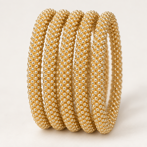 Pulsera de Cuentas de Vidrio Metálicas Chapadas en Oro Hechas a Mano en Nepal, Joyería de Moda Unisex para Mujer, Regalo de Aniversario - Product Image 1