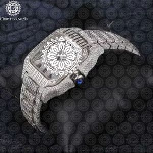 Montre mécanique de luxe pour homme Charm Jewells en acier inoxydable, boîtier carré 40 mm, cadran analogique, bracelet en verre cristal 20 cm, étanche 10 bars - Product Image 4