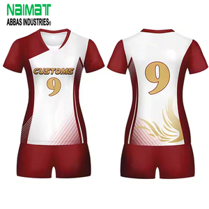 Custom Women Volleyball Uniform Quick Dry Sublimation Printed Maroon White Jersey and Shorts Set Team Sports Kit - Product Image 1