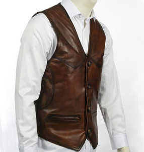 Gilet réversible en cuir véritable pour homme, style motard, fermeture éclair, sans manches, vêtement d'extérieur d'hiver, OEM ODM, marque privée - Product Image 3