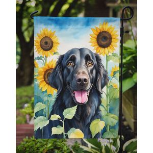 Bandera de jardín de girasoles y Retriever de revestimiento plano multicolor, pancarta decorativa para patio, ilustraciones para camas de flores, buzones de correo - Product Image 3