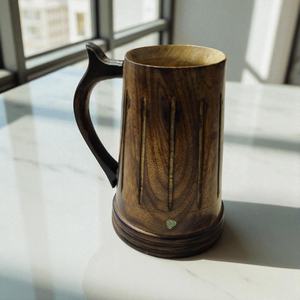 100% chope à bière naturelle en bois avec manche en bois chope à bière en bois tasses de vente chaude pour la maison hôtel et restaurant - Product Image 6
