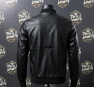 Men's Brown Genuine Leather Moto <b>Jacket</b> Stand Collar Zipper Closure Regular Fit Autumn Style - Product Image 3
