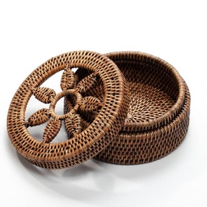 Supplier cost hand woven rattan <b>box</b> home essential <b>containers</b> top quality floral lid storage boxes - Product Image 1