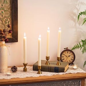 Juego de 6 candelabros cónicos de latón dorados para decoración de Navidad, bodas y fiestas. - Product Image 3