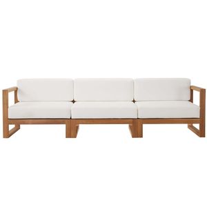 WOOD GRAND LIVING Modern Durable Teak 3-Seater <b>Outdoor</b> <b>Sofa</b> with Waterproof Cushions for Garden & Patio Use - Product Image 1