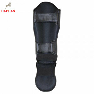 Protège-tibias de boxe légers en cuir avec sangles réglables, ajustement stable, forme ergonomique et couverture confortable - Product Image 3