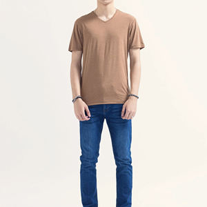 T-shirts décontractés pour hommes à col en V, 100 % coton, fitness, haute qualité, couleur unie, grandes tailles, faible MOQ, design unique - Product Image 2