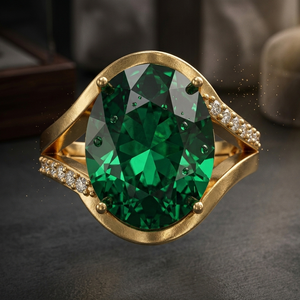 Anillo de Piedra Hidroeloxada Verde a Precio de Fábrica, Plata de Ley 925, Chapado en Oro de 18K, Talla US 6, 8g, Corte Ovalado, Joyería al por Mayor - Product Image 3