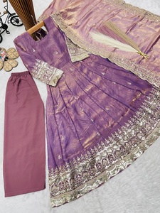 ชุดเดรส Anarkali แบบดั้งเดิมล่าสุด พร้อมผ้าคลุมไหล่ สำหรับเด็กผู้หญิง สวมใส่ในงานแต่งงาน ชุดพื้นเมืองสไตล์อินเดียและปากีสถาน - Product Image 3