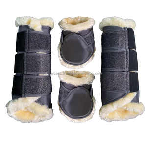 Juego de Cepillado para Caballos MH Premium, Botas de Neopreno y Cuero PU Duraderas y Personalizables, Protector de Patas para Entrenamiento y Deportes al Aire Libre - Product Image 1