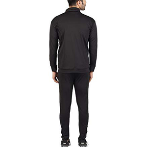 Survêtement pour homme noir à manches longues, couleur unie, col montant, vêtement décontracté, respirant, polyester, coupe classique, automne - Product Image 1