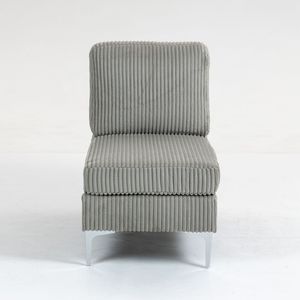 Poltrona Modulare Senza Braccioli in Velluto a Coste, Divano Sezionale con Cuscino, Sedia Singola per Soggiorno - Product Image 1