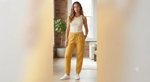 <b>Yellow</b> Fleece Jogger Pants <b>Men</b> Casual Sweat <b>Trousers</b> Drawstring Mid Waist Pocketed Athletic Wear - Product Image 3