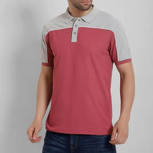 Polo à manches courtes pour homme, rouge et gris, en coton Oxford, coupe classique, respirant, design uni - Product Image 3