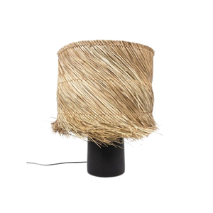Lampe de sol en rotin avec abat-jour beige, base E26, LED, design asiatique, lumière de sol tropicale pour salon, chambre à coucher, hôtel - Product Image 1