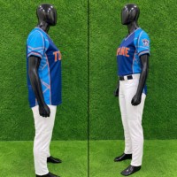 Maillot de baseball pour femme Topline, col en V, blanc et bleu, manches courtes, coupe classique, boutons sur le devant, respirant, séchage rapide, toutes saisons