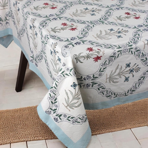 Mantel de Lino de Algodón Estampado a Mano con Diseño Floral para Mesa de Comedor, Mantel Indio Estampado a Mano, Juego de Cubiertas de Mesa - Product Image 2