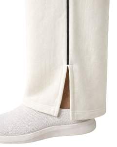 Customized <b>White</b> Women Wide Leg Sweatpants Side Piping Elastic Waist Drawstring Casual Loose Fit Straight Leg Trousers Lounge - Product Image 4