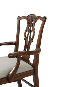 Fauteuil de salle à manger contemporain en bois durable avec rembourrage en lin ajouré sculpté à la main pour la maison, l'hôtel, l'appartement et les salles à manger - Product Image 2