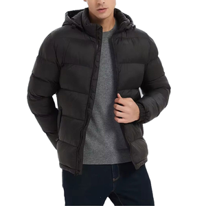 Veste d'hiver légère à capuche noire de haute qualité OEM, style kimono, avec fermeture éclair, en duvet d'oie, pour homme - Product Image 4