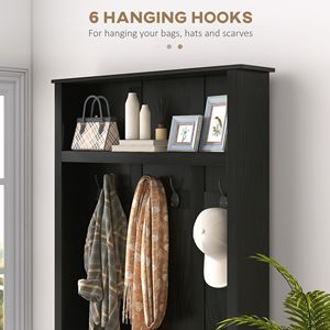 Panca Nera da Ingresso con Appendiabiti, Ganci a Muro e Porta Cappotti - Product Image 5
