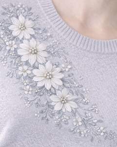 Suéter de Punto sin Mangas para Mujer, Color Gris Claro, Personalizado, con Bordado Floral, Cuello Redondo, Suave, Ligero, Informal, Chaleco de Verano, Top Elegante - Product Image 5