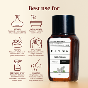 Huile Essentielle de Patchouli PURESIA 10ml 100% Pure Distillée à la Vapeur Arôme Musqué Terrestre Apaisant Fabriqué en Indonésie - Product Image 3