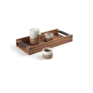 Bandeja de Servir de Madera con Acabado Natural, Bandeja Rústica para Comida con Asas para Desayuno, Café, Té, Bocadillos, Decoración del Hogar - Product Image 1