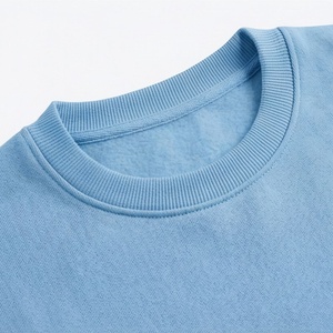 Conjunto de 2 Piezas para Mujer, Sudadera y Pantalones Cortos de Punto Azul Sólido, Cuello Redondo, Corte Holgado, Estilo Casual, Largo por Encima de la Rodilla, Primavera Verano - Product Image 4