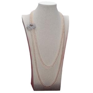 Collier en perles d'eau douce DIY pour femmes, double couche, long, accessoires en argent, cygne, couleur blanche, collier chaîne de pull en gros - Product Image 5