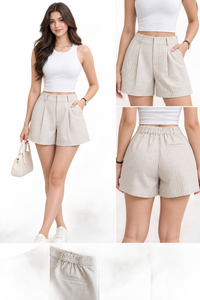 Ensemble jupe deux pièces de qualité supérieure pour les vacances - Gilet élégant uni avec short plissé décontracté moderne 100% coton respirant XS - Product Image 4