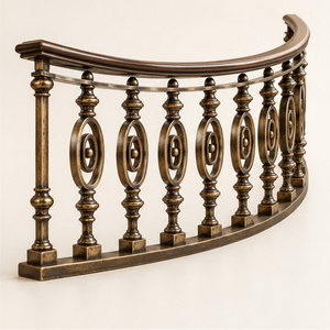 Rampe en bronze courbée avec balustres ovales pour escaliers et balcons élégants, garde-corps et balustrade en métal - Product Image 2