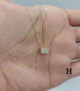Collier pendentif solitaire minimaliste en diamant, collier délicat en or 14K/18K pour femmes - Product Image 1