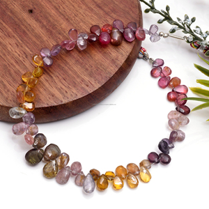 Perles de pierres précieuses naturelles multi-spinelles de qualité supérieure, en forme de poire, de 8 pouces, pour la fabrication de bijoux, bracelets et colliers faits à la main - Product Image 3