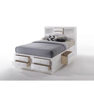 Ireland <b>White</b> Full <b>Bed</b> with <b>Storage</b> Up-Holstered Furniture - Product Image 5