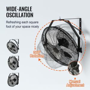 Confezione da 2 Ventilatori Industriali da Parete da 18 Pollici, Impermeabili, 3 Velocità, 4000 CFM, per Interni/Commerciale, Spina AU/US - Product Image 4
