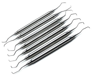 Juego de instrumentos periodontales Gracey dentales manuales 1/2-13/14 de doble punta con mango hueco, 7 piezas, de acero inoxidable alemán, CE - Product Image 1