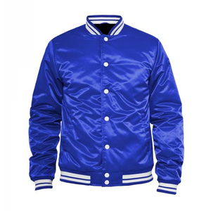 Chaqueta satinada universitaria con rayas, personalizable con bordado e impresión, para equipos de béisbol. - Product Image 6