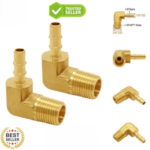 Raccord de tuyau en laiton, coude à 90 degrés, 1/8" Barb x 1/8" NPT mâle, pour eau/carburant/plomberie / connecteur d'alimentation en eau - Product Image 3