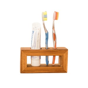 Natural Wood <b>Toothbrush</b> Toothpaste Holder Stand Wooden Bathroom Storage Organizer Box For Vanity Countertop Wholesale - Product Image 1