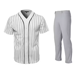 Ensemble uniforme de baseball pour hommes, maillot blanc avec accents bleus, numéro 20, manches courtes, pantalon en polyester respirant, coupe régulière - Product Image 4