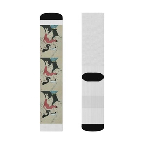Chaussettes décontractées de haute qualité, confortables, antidérapantes, en polyester, avec impression par sublimation personnalisée, design de fond blanc - Product Image 1