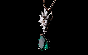 Luxury Lab Grown Marquise Round Brilliant Cut Lab <b>Emerald</b> Diamond Pendant with Earring <b>Set</b> | Floral Drop <b>Jewelry</b> <b>Set</b> for Women - Product Image 5